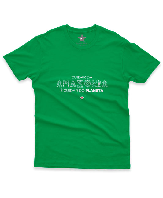 Camiseta Masculina Cuidar da Amazônia é Cuidar do Planeta