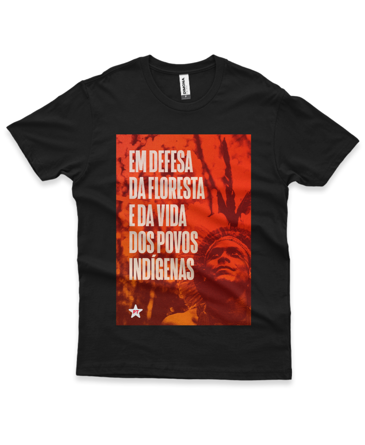 Camiseta Masculina Em defesa da floresta e da vida dos povos indígenas