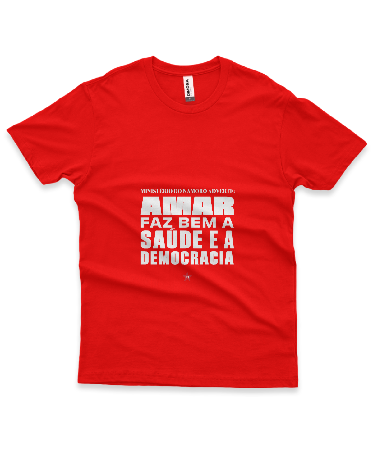 Camiseta Masculina Amar faz bem a saúde e a democracia